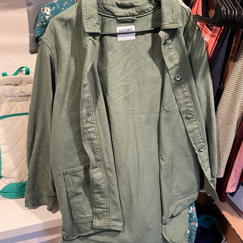 Over sized green jean jacket from old navy